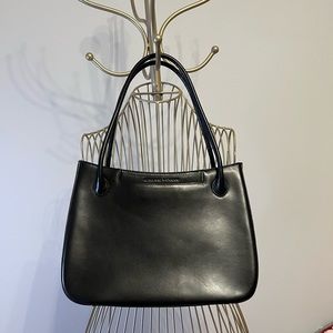 Adrienne Vittadini black leather handbag purse italian smooth business